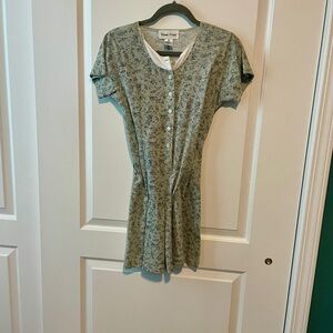 Vintage Bonnie Evan’s Sage Green Button Down Floral Romper